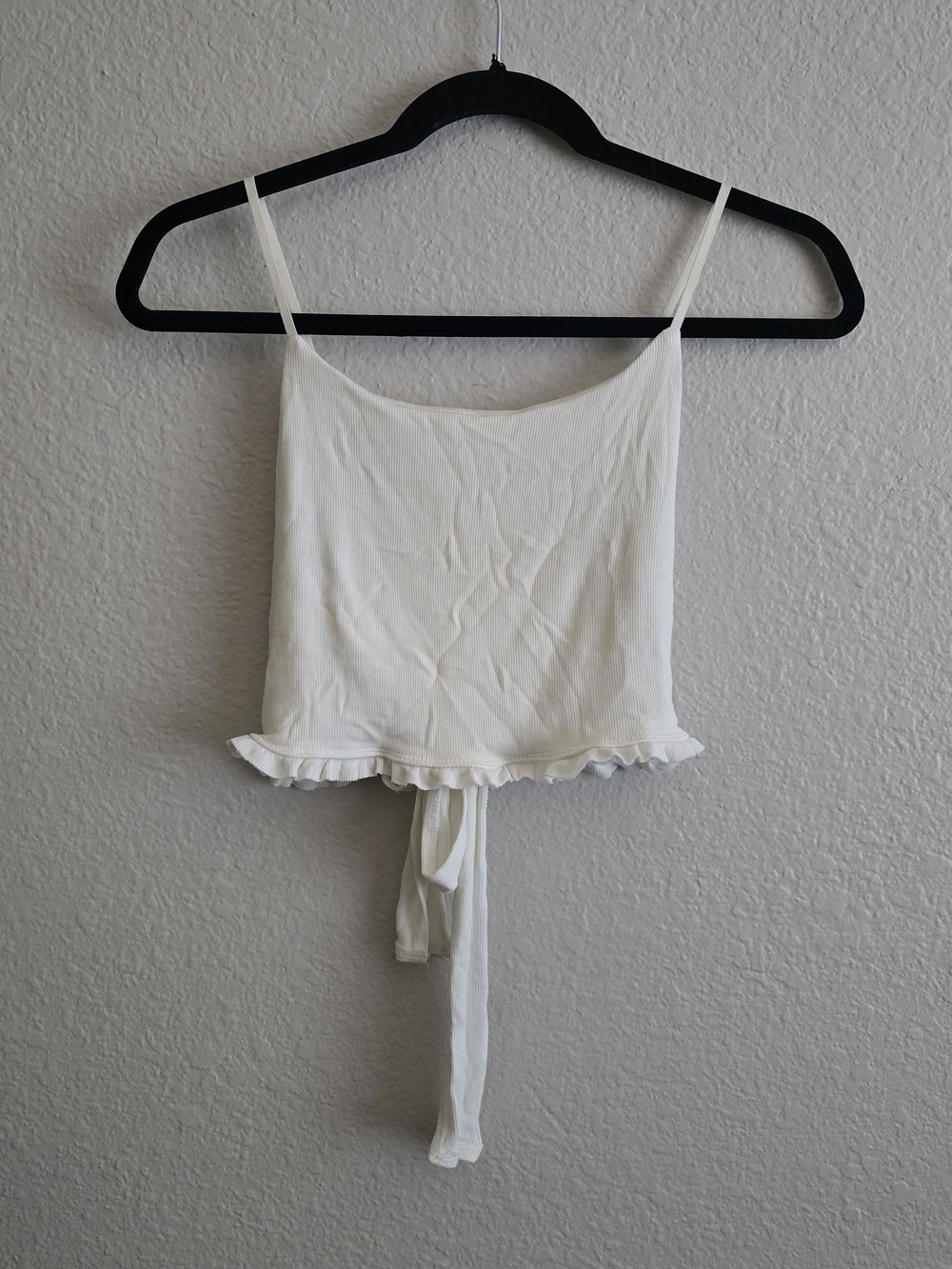 White Ruffle-Hem Tie-Back Cami Top - Women